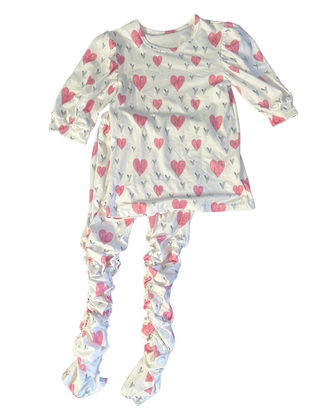 Heart Pattern Ruched Stack Leggings Set Colourful NWOT - Picture 2 of 10